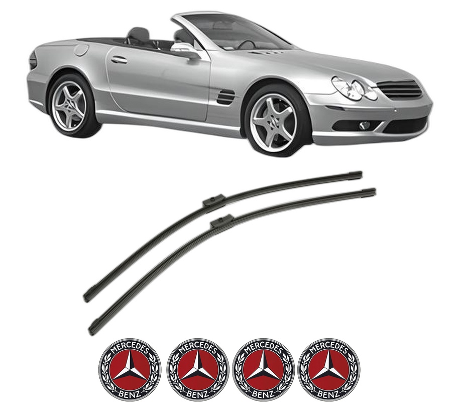 Set stergatoare auto MERCEDES-BENZ SL (R230) din 2001-2012, pentru parbriz auto, 2 bucati, Bosch Aerotwin, din cauciuc siliconat rezistent, 4 Stickere Auto MERCEDES-BENZ