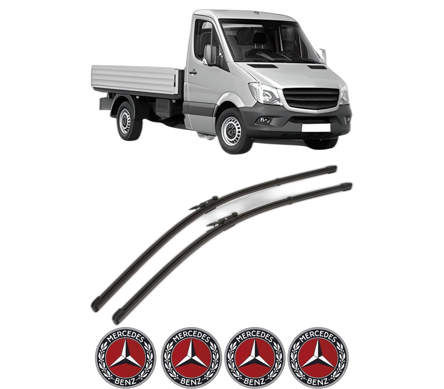 Set stergatoare auto MERCEDES-BENZ SPRINTER 3-t Platform/Chassis (B906) din 2006-2018, pentru parbriz auto, 2 bucati, Valeo Silencio Xtrm, din cauciuc siliconat rezistent, 4 Stickere Auto MERCEDES-BENZ