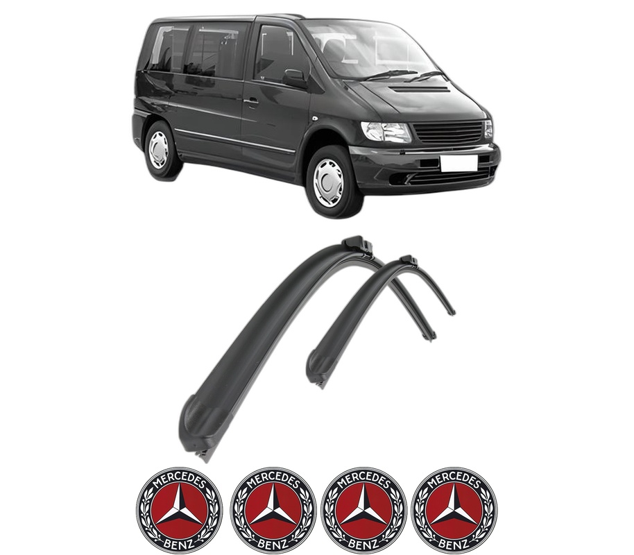 Set stergatoare auto MERCEDES-BENZ V-CLASS (638/2) din 1996-1999, pentru parbriz auto, 2 bucati, Bosch Aerotwin Retro Truck, din cauciuc siliconat rezistent, 4 Stickere Auto MERCEDES-BENZ