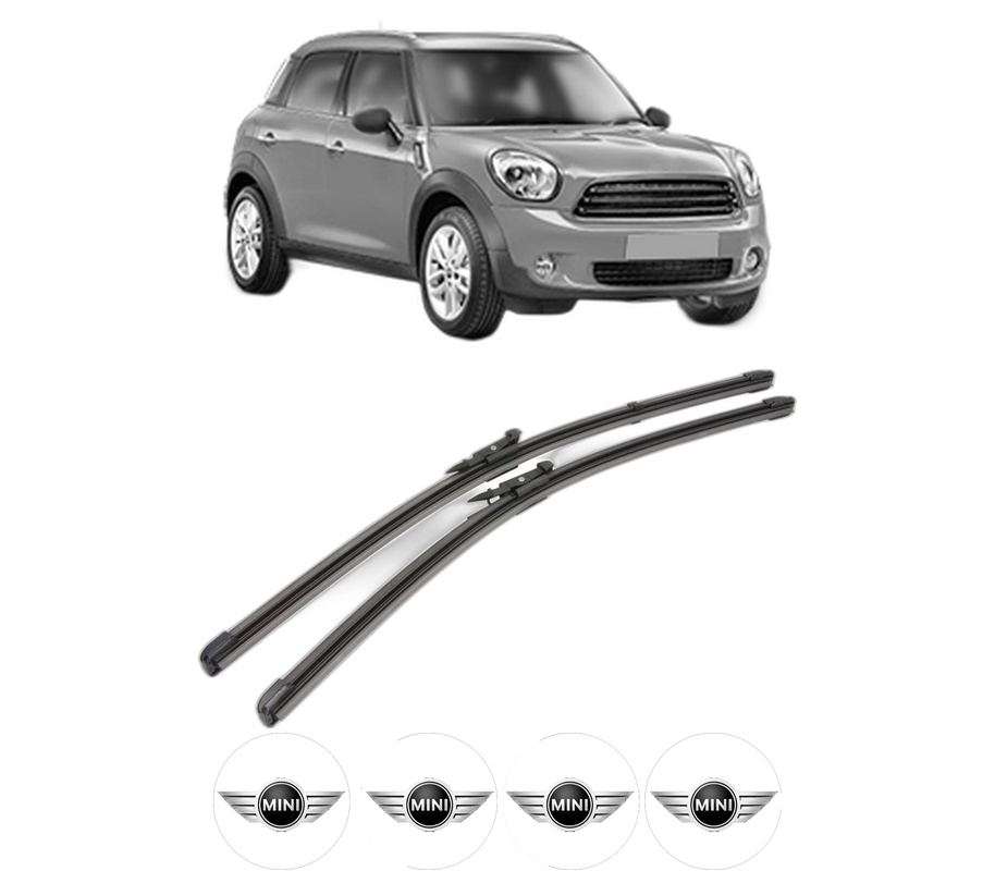 Set stergatoare auto MINI MINI COUNTRYMAN (R60) din 2010-2016, pentru parbriz auto, 2 bucati, Valeo Silencio Xtrm, din cauciuc siliconat rezistent, 4 Stickere Auto MINI