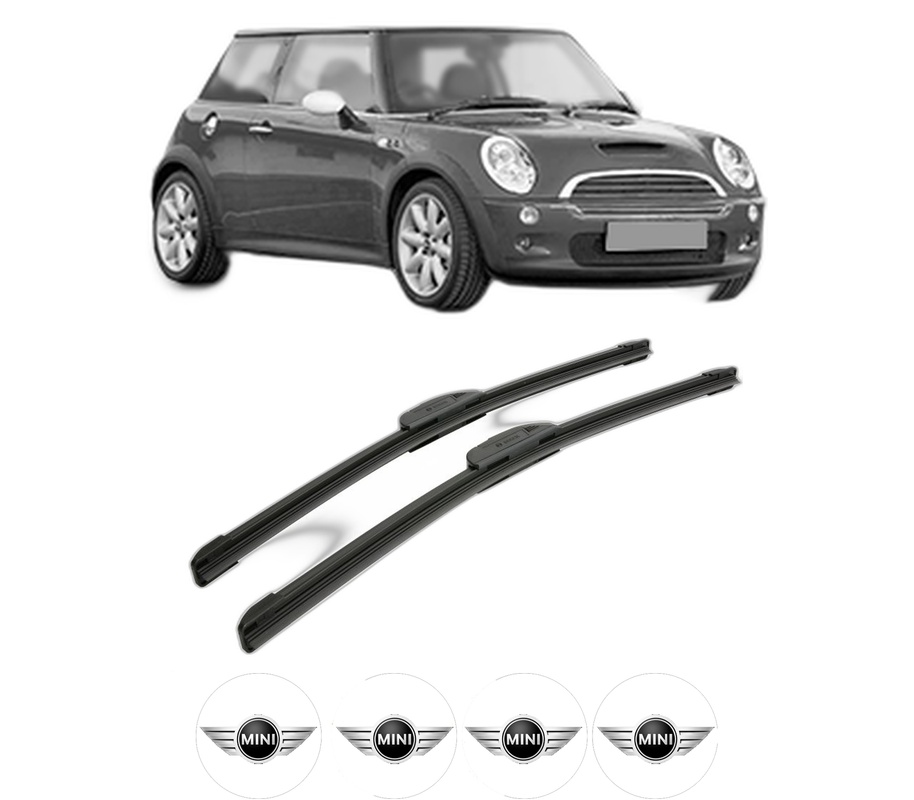 Set stergatoare auto MINI MINI (R50, R53) din 2001-2006, pentru parbriz auto, 2 bucati, Bosch Aerotwin Retrofit, din cauciuc siliconat rezistent, 4 Stickere Auto MINI