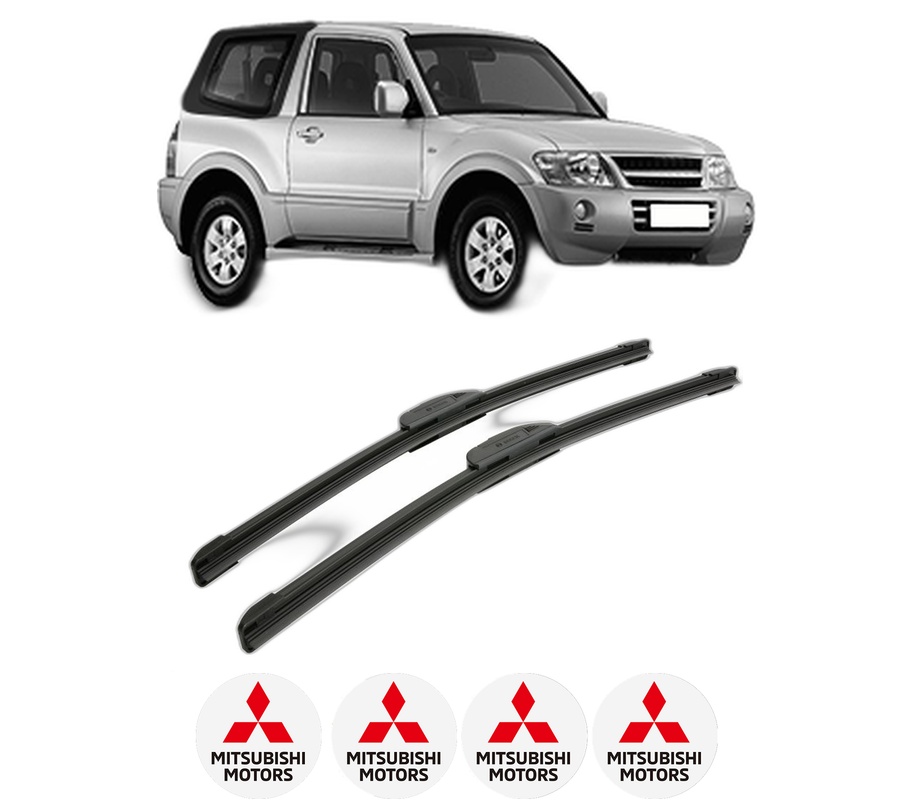 Set stergatoare auto MITSUBISHI PAJERO III Canvas Top (V6_W, V7_W) din 2000-2006, pentru parbriz auto, 2 bucati, Bosch Aerotwin Retrofit, din cauciuc siliconat rezistent, 4 Stickere Auto MITSUBISHI