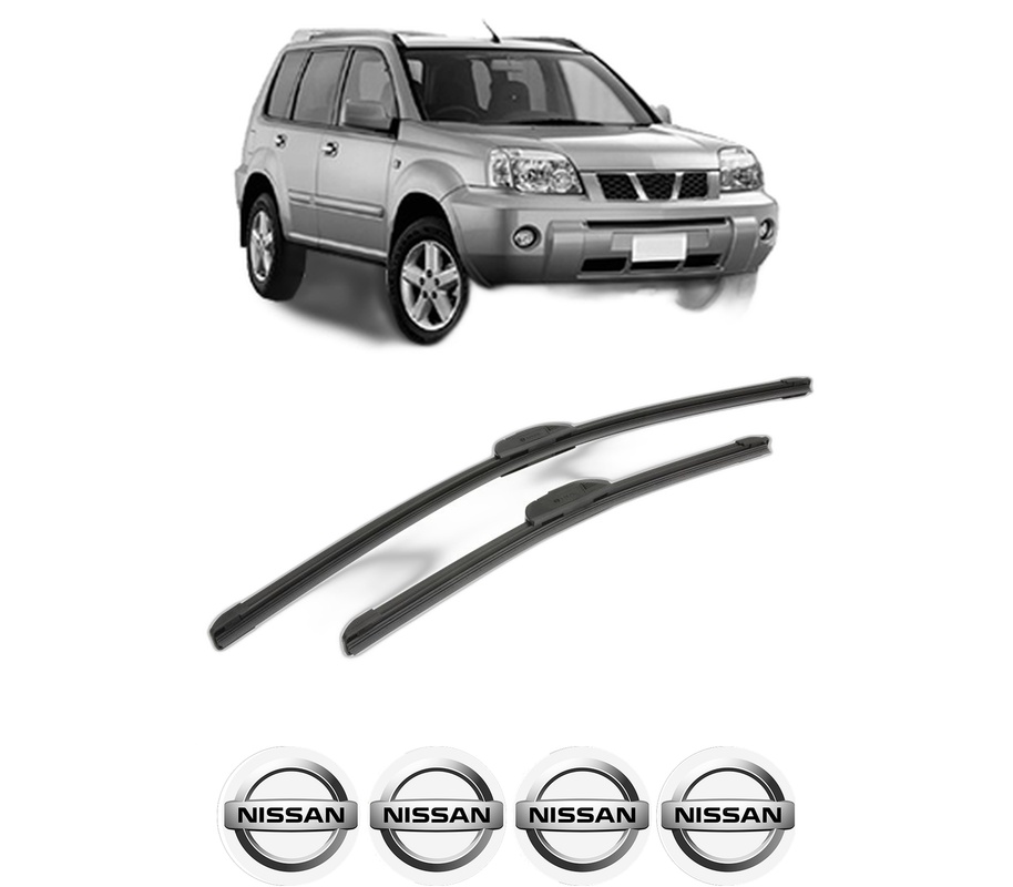 Set stergatoare auto NISSAN X-TRAIL I (T30) din 2001-2013, pentru parbriz auto, 2 bucati, Bosch Aerotwin Retrofit, din cauciuc siliconat rezistent, 4 Stickere Auto NISSAN