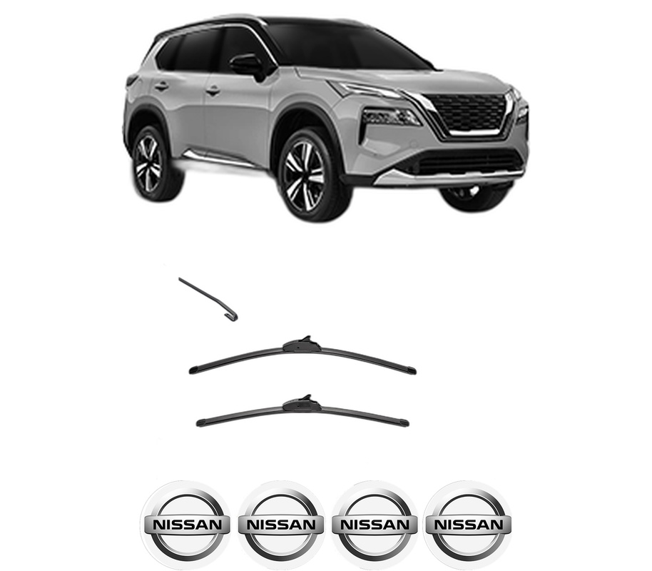 Set stergatoare auto NISSAN X-TRAIL IV (T33) din 2022, pentru parbriz auto, 2 bucati, Valeo Silencio, din cauciuc siliconat rezistent, 4 Stickere Auto NISSAN