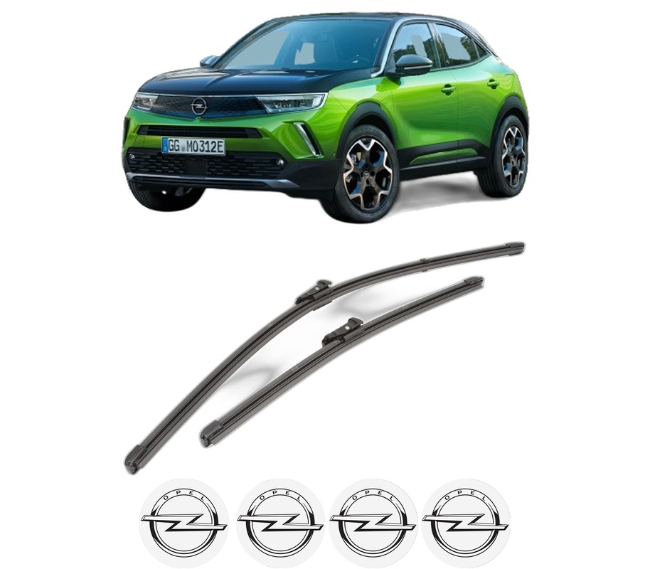 Set stergatoare auto OPEL MOKKA din 2020-2024, pentru parbriz auto, 2 bucati, Valeo Silencio Xtrm, din cauciuc siliconat rezistent, 4 Stickere Auto OPEL