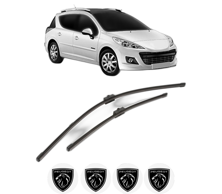 Set stergatoare auto PEUGEOT 207 SW Estate Van (WK_) din 2007-2012, pentru parbriz auto, 2 bucati, Valeo Silencio Xtrm, din cauciuc siliconat rezistent, 4 Stickere Auto PEUGEOT
