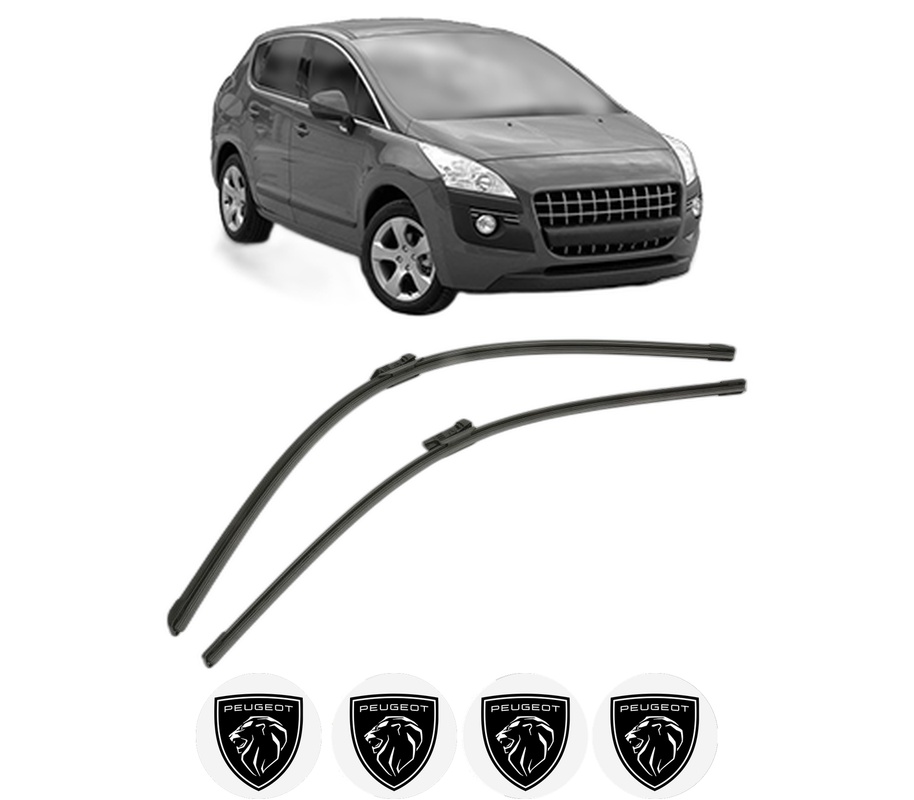 Set stergatoare auto PEUGEOT 3008 Van (0U_) din 2009-2016, pentru parbriz auto, 2 bucati, Bosch Aerotwin, din cauciuc siliconat rezistent, 4 Stickere Auto PEUGEOT