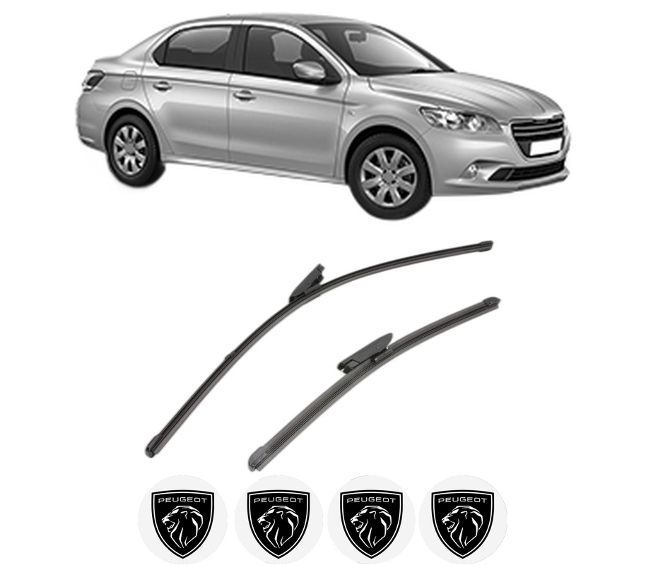 Set stergatoare auto PEUGEOT 301 din 2012-2018, pentru parbriz auto, 2 bucati, Valeo Silencio Xtrm, din cauciuc siliconat rezistent, 4 Stickere Auto PEUGEOT