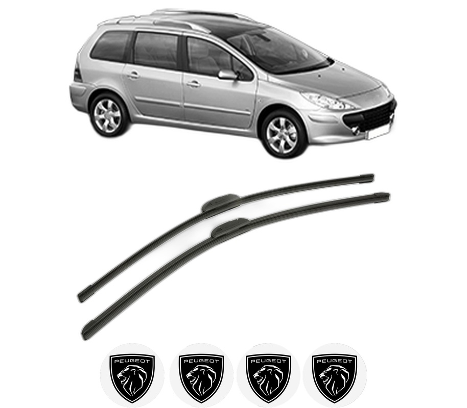 Set stergatoare auto PEUGEOT 307 SW (3H) din 2002-2009, pentru parbriz auto, 2 bucati, Bosch Aerotwin Retrofit, din cauciuc siliconat rezistent, 4 Stickere Auto PEUGEOT