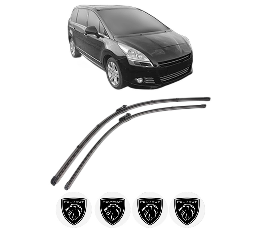 Set stergatoare auto PEUGEOT 5008 I Van (0U_) din 2009-2017, pentru parbriz auto, 2 bucati, Valeo Silencio Xtrm, din cauciuc siliconat rezistent, 4 Stickere Auto PEUGEOT