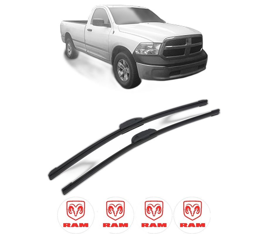 Set stergatoare auto RAM 1500 Standard Cab Pickup (DS) din 2013-2018, pentru parbriz auto, 2 bucati, Bosch Aerotwin Retrofit, din cauciuc siliconat rezistent, 4 Stickere Auto RAM