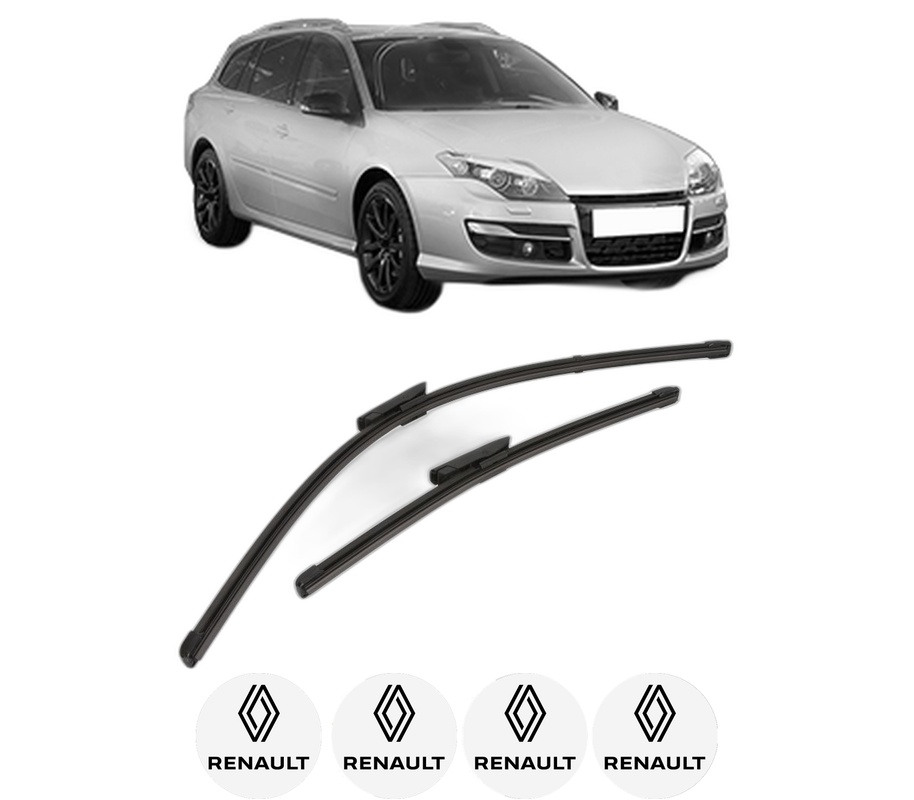 Set stergatoare auto RENAULT LAGUNA III Grandtour (KT0/1) din 2007-2015, pentru parbriz auto, 2 bucati, Valeo Silencio Xtrm, din cauciuc siliconat rezistent, 4 Stickere Auto RENAULT