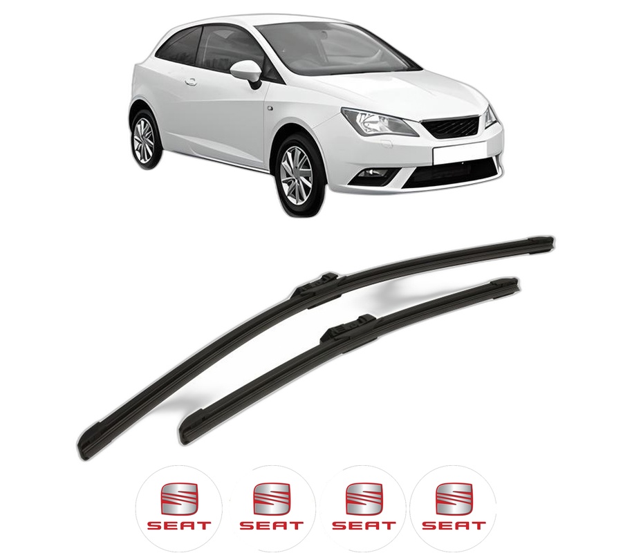 Set stergatoare auto SEAT IBIZA IV SC (6J1, 6P5) din 2008-2016, pentru parbriz auto, 2 bucati, Bosch Aerotwin, din cauciuc siliconat rezistent, 4 Stickere Auto SEAT