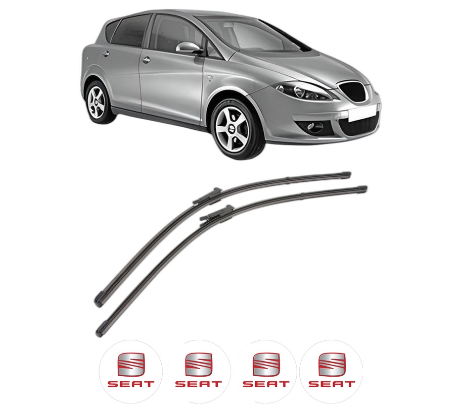 Set stergatoare auto SEAT TOLEDO III (5P2) din 2004-2009, pentru parbriz auto, 2 bucati, Valeo Silencio, din cauciuc siliconat rezistent, 4 Stickere Auto SEAT