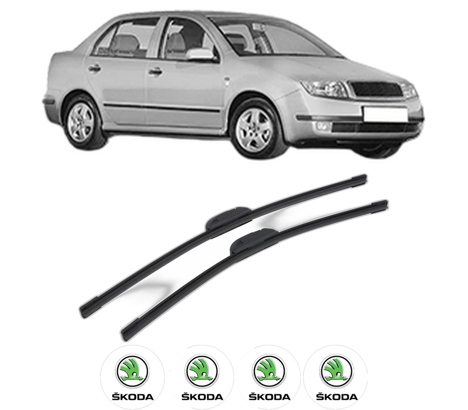 Set stergatoare auto SKODA FABIA I Saloon (6Y3) din 1999-2006, pentru parbriz auto, 2 bucati, Bosch Aerotwin Retrofit, din cauciuc siliconat rezistent, 4 Stickere Auto SKODA