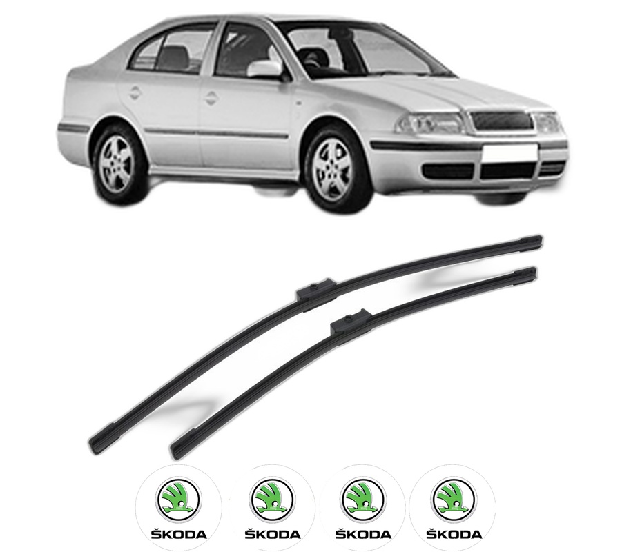 Set stergatoare auto SKODA OCTAVIA I (1U2) din 1996-2005, pentru parbriz auto, 2 bucati, Bosch Aerotwin, din cauciuc siliconat rezistent, 4 Stickere Auto SKODA
