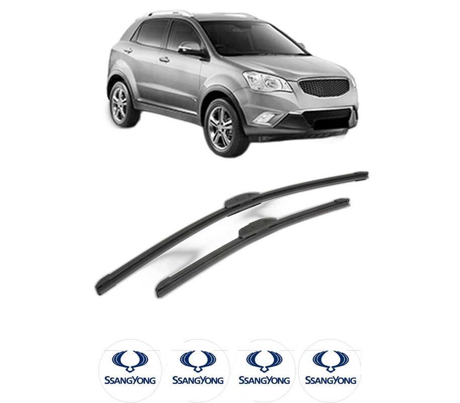 Set stergatoare auto SSANGYONG KORANDO (CK) din 2010-2015, pentru parbriz auto, 2 bucati, Bosch Aerotwin Retrofit, din cauciuc siliconat rezistent, 4 Stickere Auto SSANGYONG