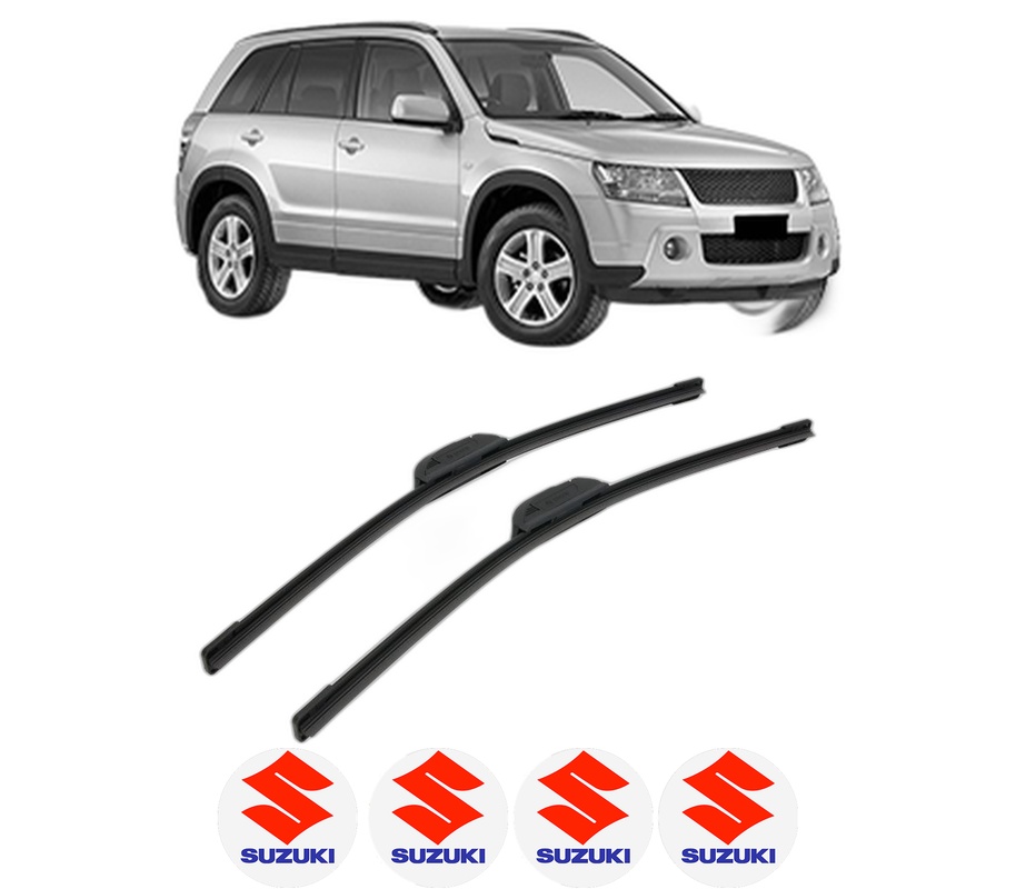 Set stergatoare auto SUZUKI GRAND VITARA II (JT, TE, TD) din 2005-2012, pentru parbriz auto, 2 bucati, Bosch Aerotwin Retrofit, din cauciuc siliconat rezistent, 4 Stickere Auto SUZUKI