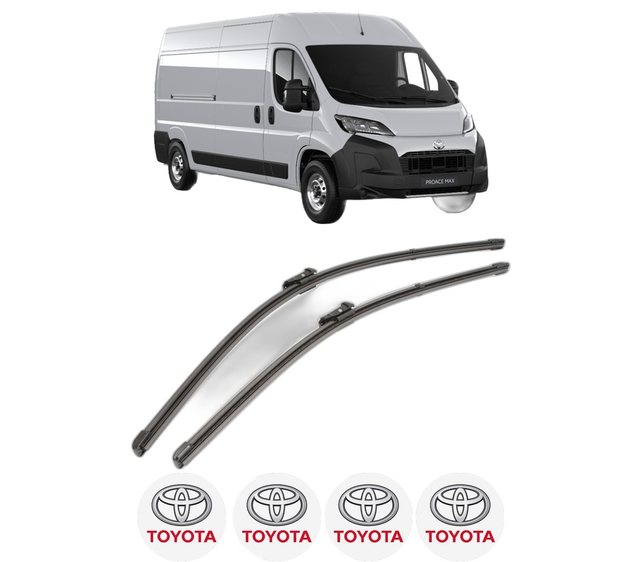 Set stergatoare auto TOYOTA PROACE MAX Van (MFY_, MFQ_) din 2024, pentru parbriz auto, 2 bucati, Valeo Silencio Xtrm, din cauciuc siliconat rezistent, 4 Stickere Auto TOYOTA
