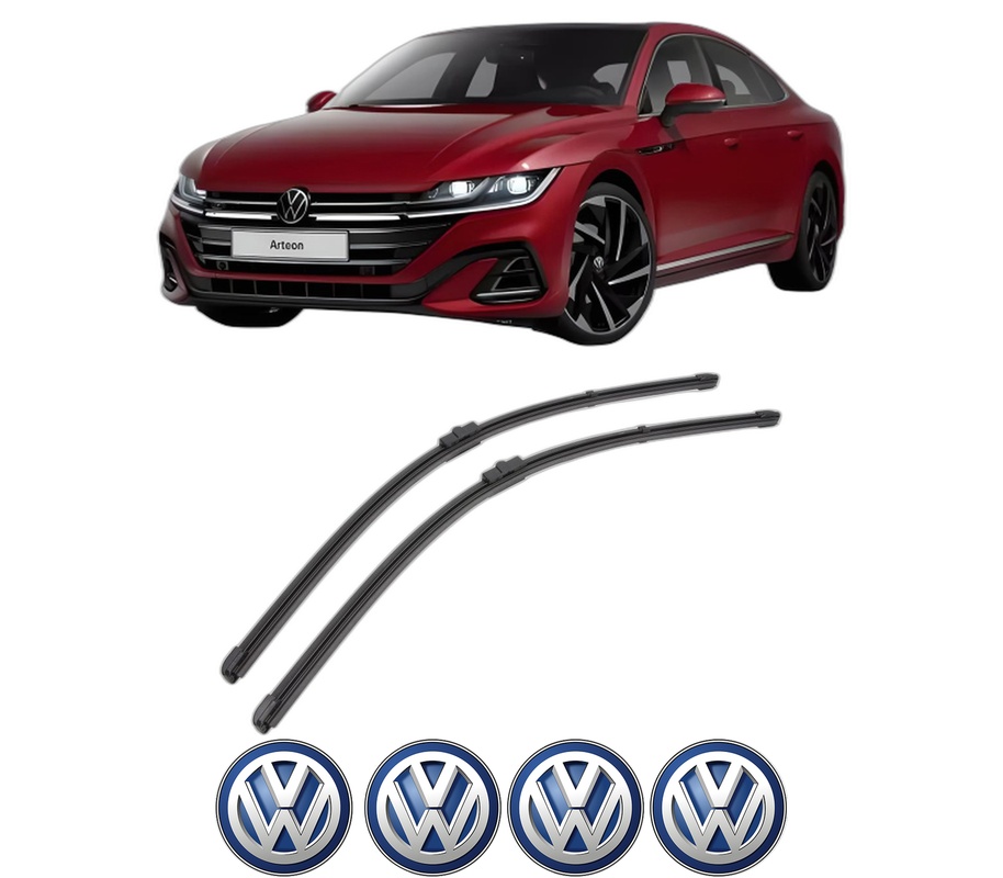Set stergatoare auto Volkswagen ARTEON (3H7, 3H8) din 2017-2024, pentru parbriz auto, 2 bucati, Valeo Silencio Xtrm, din cauciuc siliconat rezistent, 4 Stickere Auto Volkswagen