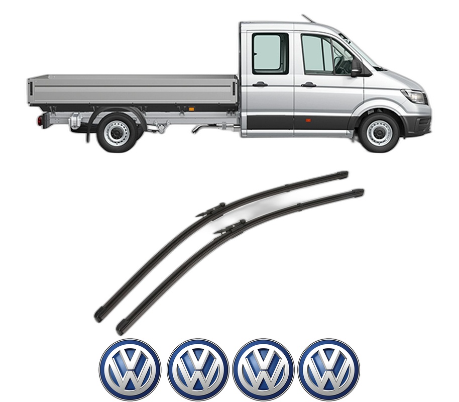 Set stergatoare auto Volkswagen CRAFTER 30-50 Platform/Chassis (2F_) din 2006-2016, pentru parbriz auto, 2 bucati, Valeo Silencio Xtrm, din cauciuc siliconat rezistent, 4 Stickere Auto Volkswagen