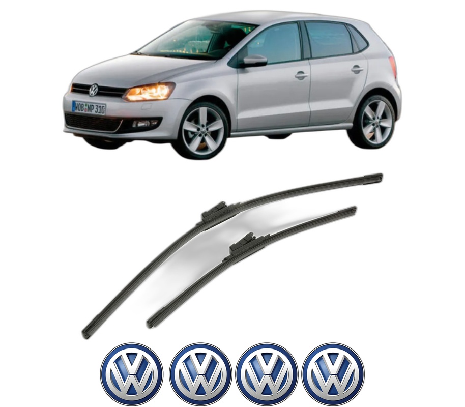 Set stergatoare auto Volkswagen POLO Van V (6R1, 6C1) din 2009-2017, pentru parbriz auto, 2 bucati, Bosch Aerotwin, din cauciuc siliconat rezistent, 4 Stickere Auto Volkswagen