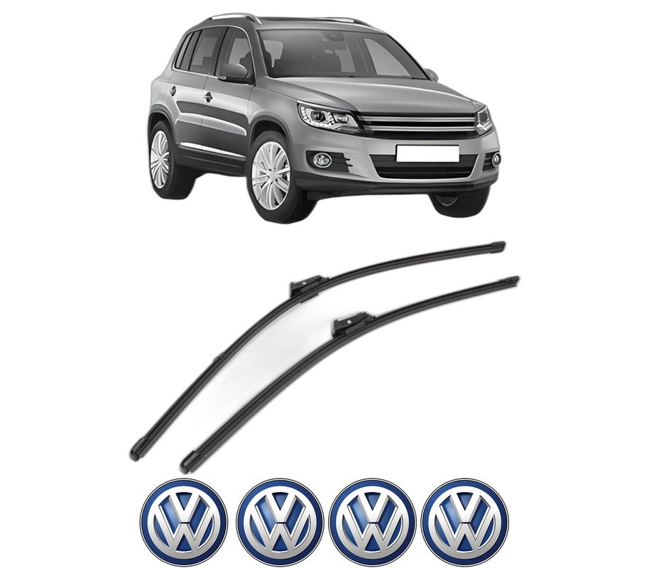 Set stergatoare auto Volkswagen TIGUAN (5N_) din 2007-2018, pentru parbriz auto, 2 bucati, Valeo Silencio Xtrm, din cauciuc siliconat rezistent, 4 Stickere Auto Volkswagen