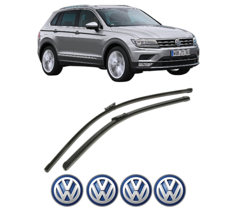Set stergatoare auto Volkswagen TIGUAN SUV Van (AD1) din 2016-2020, pentru parbriz auto, 2 bucati, Bosch Aerotwin, din cauciuc siliconat rezistent, 4 Stickere Auto Volkswagen