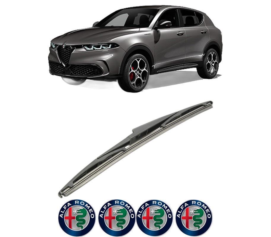 Stergator lamela spate ALFA ROMEO TONALE (965_) din 2022, pentru luneta auto, Bosch Twin, din cauciuc siliconat rezistent, 4 Stickere Auto ALFA ROMEO