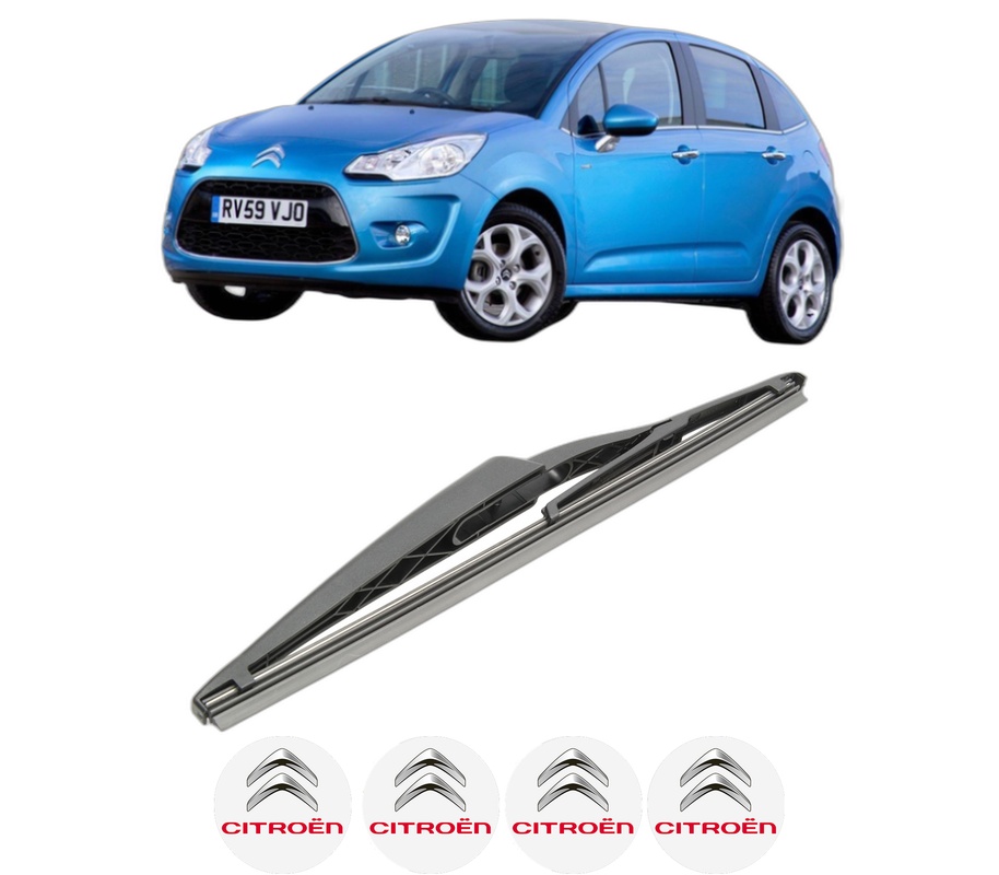 Stergator lamela spate CITROEN C3 II Hatchback Van (SC_) din 2010 - 2016, pentru luneta auto, Bosch Twin, din cauciuc siliconat rezistent, 4 Stickere Auto CITROEN