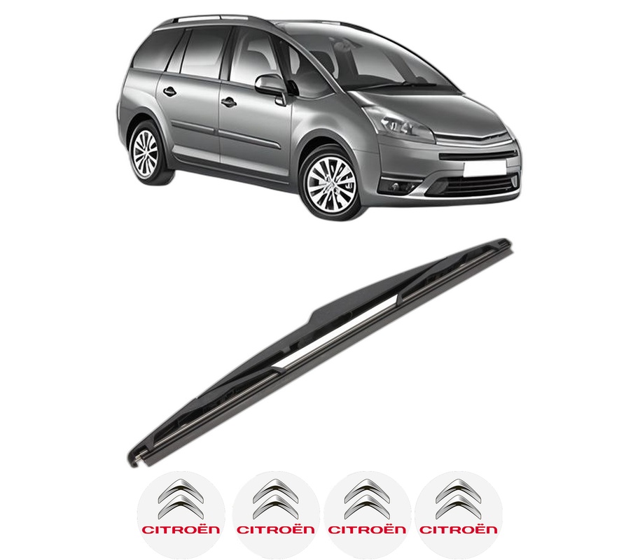 Stergator lamela spate CITROEN C4 GRAND PICASSO I (UA_) din 2006 - 2013, pentru luneta auto, Valeo Silencio, din cauciuc siliconat rezistent, 4 Stickere Auto CITROEN