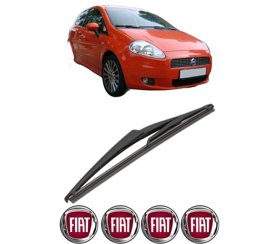 Stergator lamela spate FIAT PUNTO (199_) din 2005 - 2015, pentru luneta auto, Valeo Silencio, din cauciuc siliconat rezistent, 4 Stickere Auto FIAT