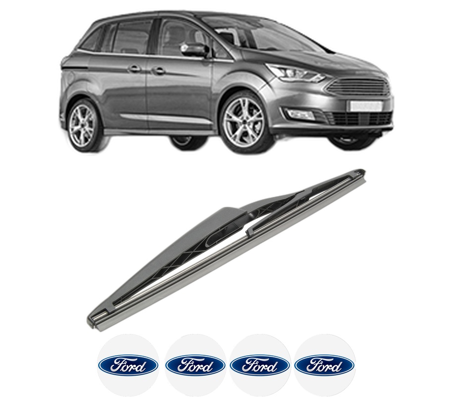 Stergator lamela spate FORD C-MAX II Van din 2010 - 2019, pentru luneta auto, Bosch Twin, din cauciuc siliconat rezistent, 4 Stickere Auto FORD