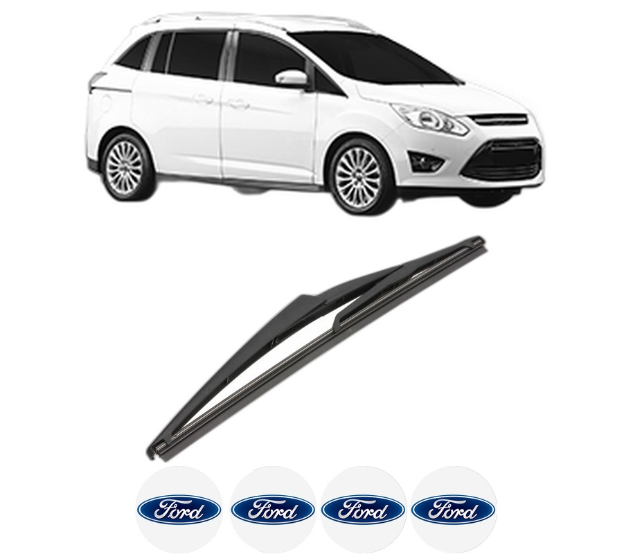 Stergator lamela spate FORD GRAND C-MAX Van din 2010 - 2019, pentru luneta auto, Valeo Silencio, din cauciuc siliconat rezistent, 4 Stickere Auto FORD