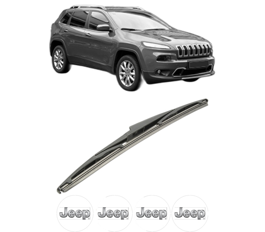 Stergator lamela spate JEEP CHEROKEE (KL) din 2013 - 2018, pentru luneta auto, Bosch Twin, din cauciuc siliconat rezistent, 4 Stickere Auto JEEP