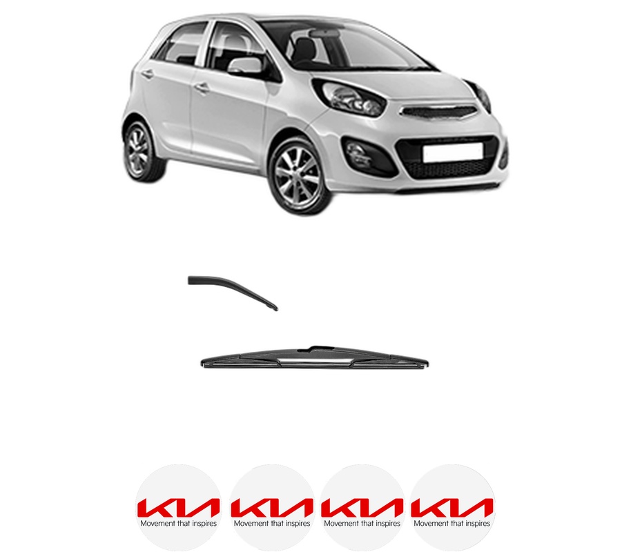 Stergator lamela spate KIA PICANTO II (TA) din 2011 - 2017, pentru luneta auto, Valeo Silencio, din cauciuc siliconat rezistent, 4 Stickere Auto KIA