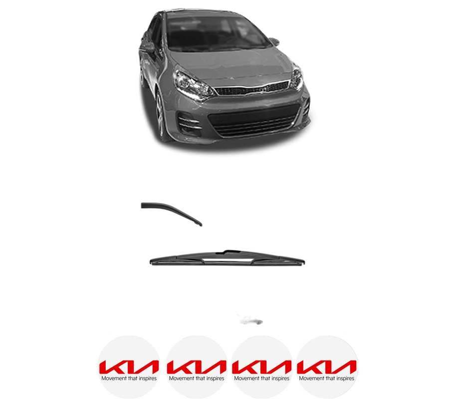 Stergator lamela spate KIA RIO III Hatchback Van (UB) din 2011 - 2017, pentru luneta auto, Valeo Silencio, din cauciuc siliconat rezistent, 4 Stickere Auto KIA