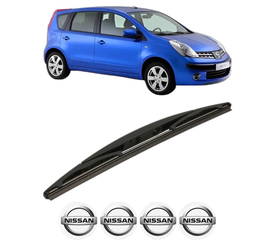 Stergator lamela spate NISSAN NOTE (E11, NE11) din 2006 - 2013, pentru luneta auto, Bosch Twin, din cauciuc siliconat rezistent, 4 Stickere Auto NISSAN