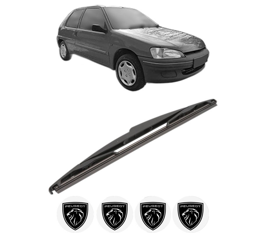 Stergator lamela spate PEUGEOT 106 Van II Hatchback Van (1S_) din 1996 - 2001, pentru luneta auto, Valeo Silencio, din cauciuc siliconat rezistent, 4 Stickere Auto PEUGEOT