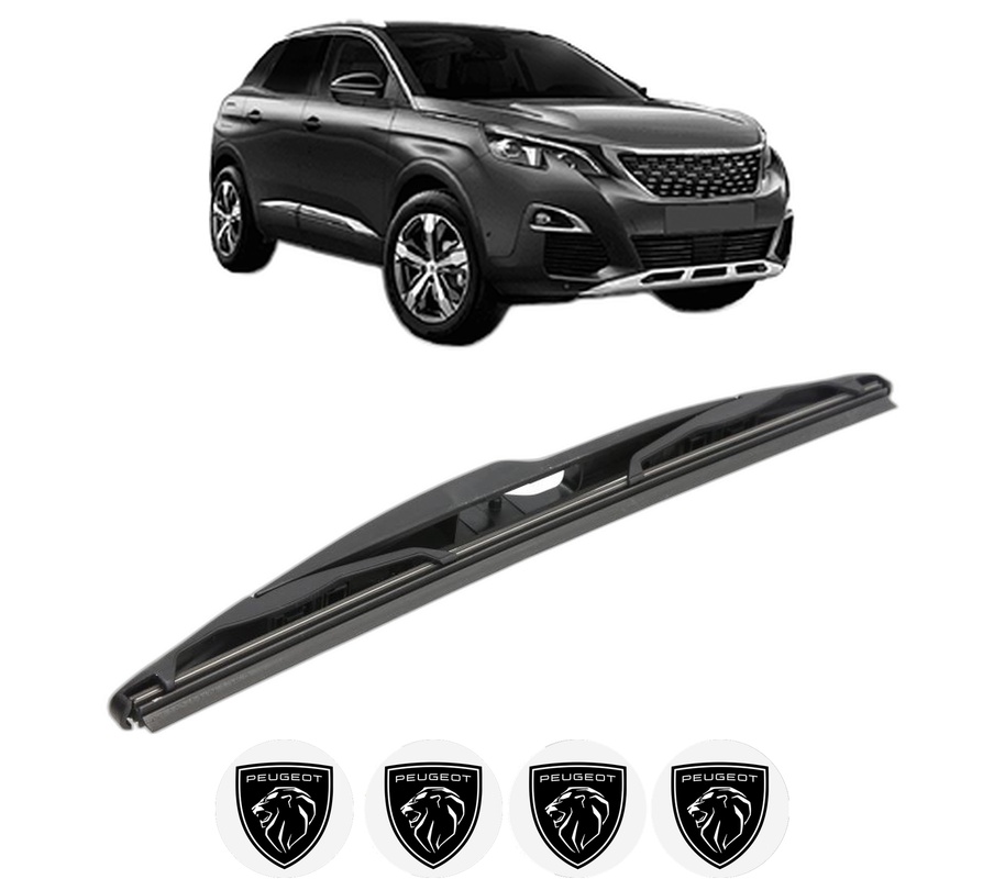 Stergator lamela spate PEUGEOT 3008 Van (MR_, MC_, MJ_) din 2016, pentru luneta auto, Valeo Silencio, din cauciuc siliconat rezistent, 4 Stickere Auto PEUGEOT