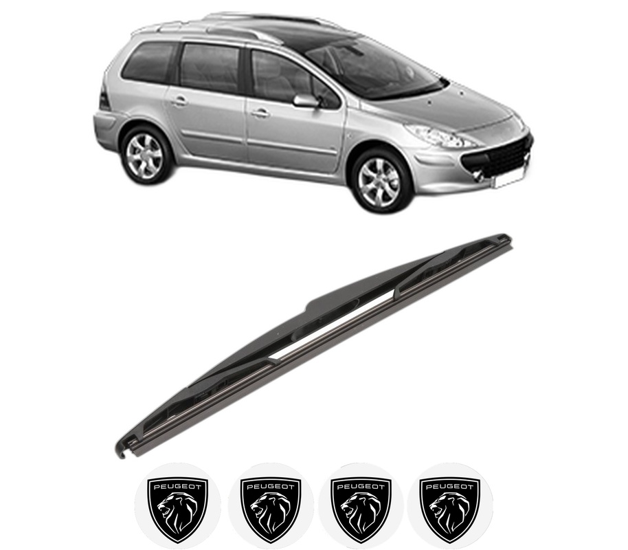 Stergator lamela spate PEUGEOT 307 SW (3H) din 2002 - 2009, pentru luneta auto, Valeo Silencio, din cauciuc siliconat rezistent, 4 Stickere Auto PEUGEOT
