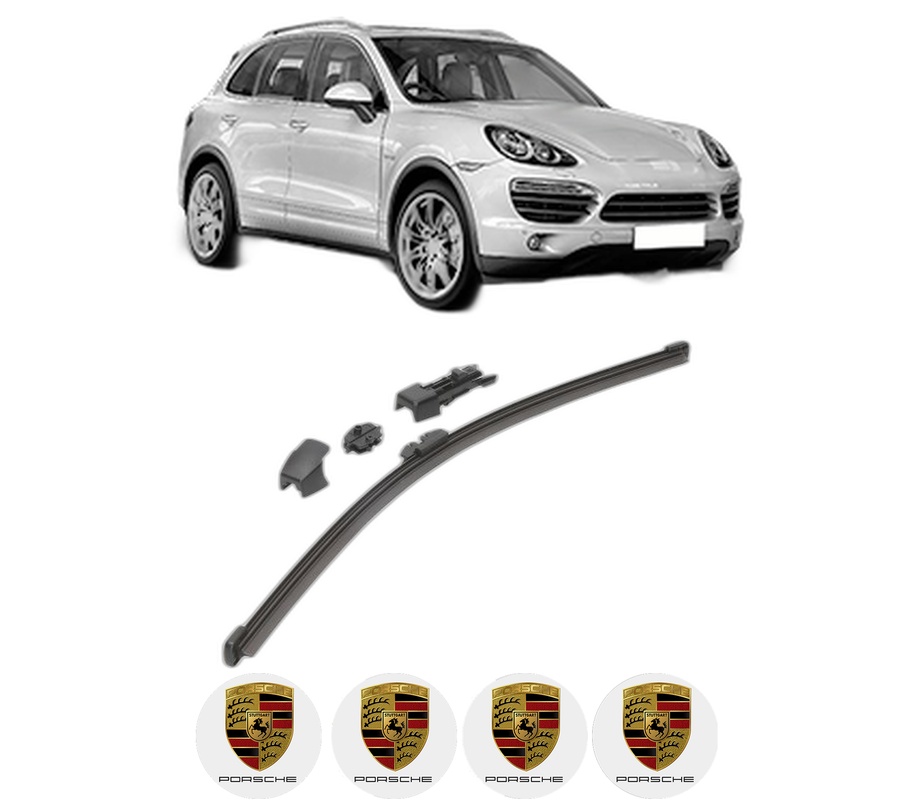 Stergator lamela spate PORSCHE CAYENNE (92A) din 2010 - 2018, pentru luneta auto, Valeo HydroConnect, din cauciuc siliconat rezistent, 4 Stickere Auto PORSCHE