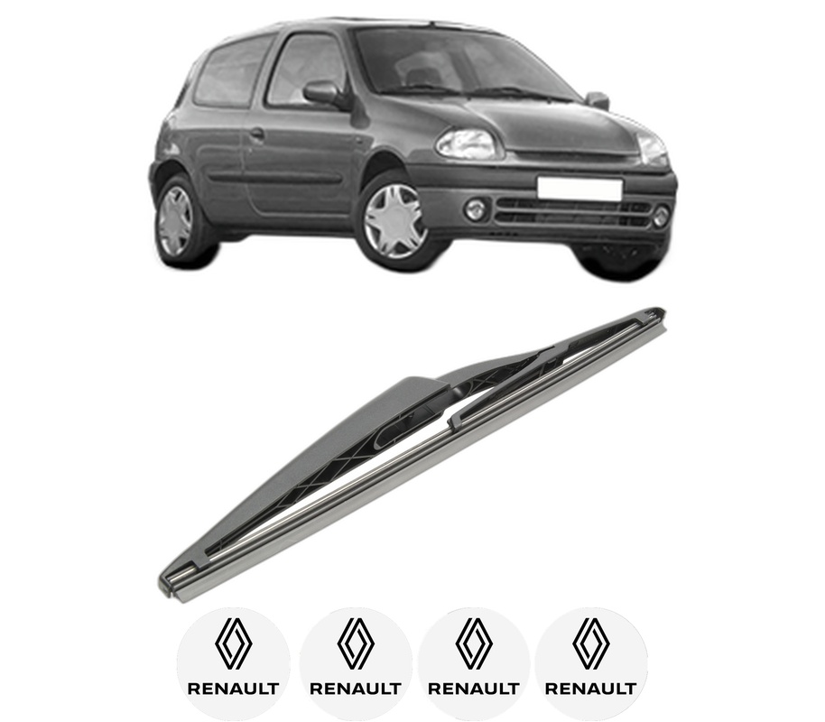 Stergator lamela spate RENAULT CLIO II (BB_, CB_) din 1998 - 2016, pentru luneta auto, Bosch Twin, din cauciuc siliconat rezistent, 4 Stickere Auto RENAULT