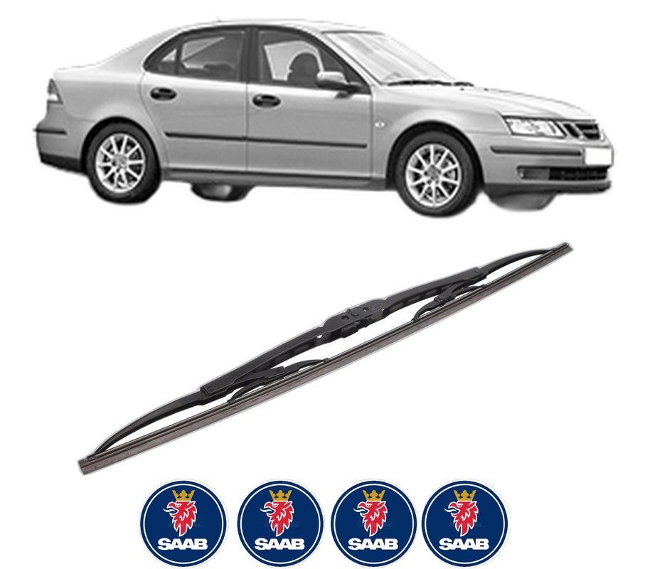Stergator lamela spate SAAB 9-3 (YS3F, E79, D79, D75) din 2002 - 2015, pentru luneta auto, Bosch Twin, din cauciuc siliconat rezistent, 4 Stickere Auto SAAB