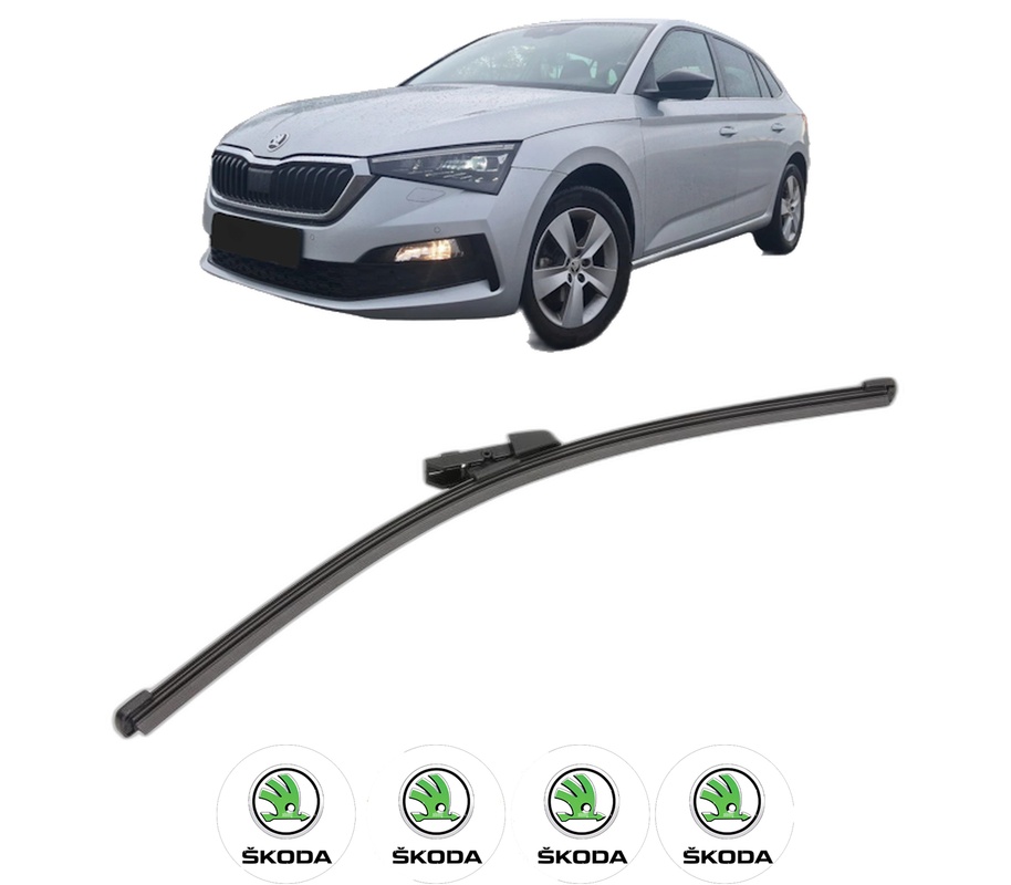 Stergator lamela spate SKODA SCALA (NW1) din 2019, pentru luneta auto, Valeo Silencio Xtrm, din cauciuc siliconat rezistent, 4 Stickere Auto SKODA
