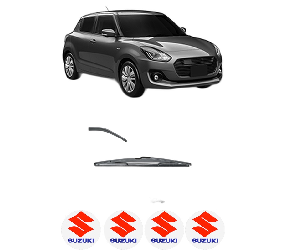 Stergator lamela spate SUZUKI SWIFT VI (ZD_, ZC_) din 2023, pentru luneta auto, Valeo Silencio, din cauciuc siliconat rezistent, 4 Stickere Auto SUZUKI