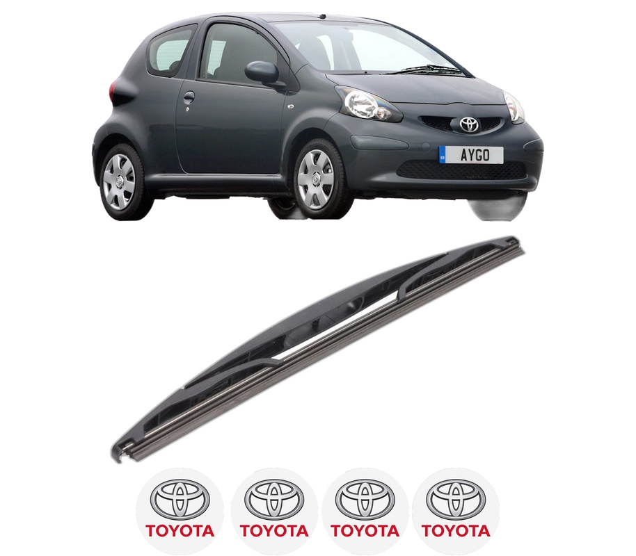 Stergator lamela spate TOYOTA AYGO (_B1_) din 2005 - 2014, pentru luneta auto, Bosch Twin, din cauciuc siliconat rezistent, 4 Stickere Auto TOYOTA
