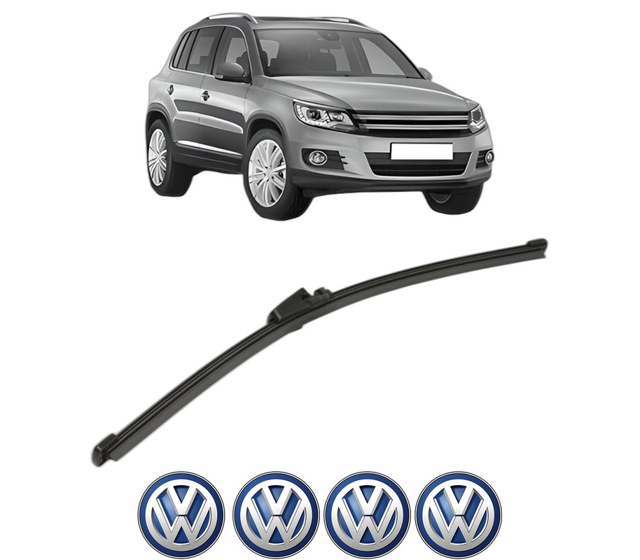 Stergator lamela spate Volkswagen TIGUAN (5N_) din 2007 - 2018, pentru luneta auto, Valeo Silencio Xtrm, din cauciuc siliconat rezistent, 4 Stickere Auto VW