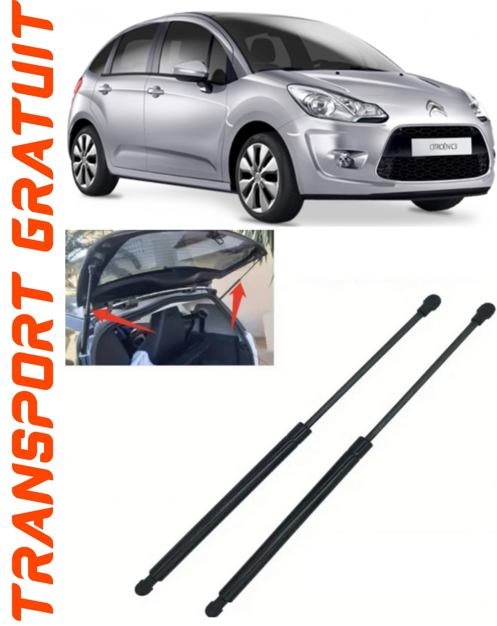 Set 2 amortizoare Haion portbagaj pentru masina Citroen C3 II