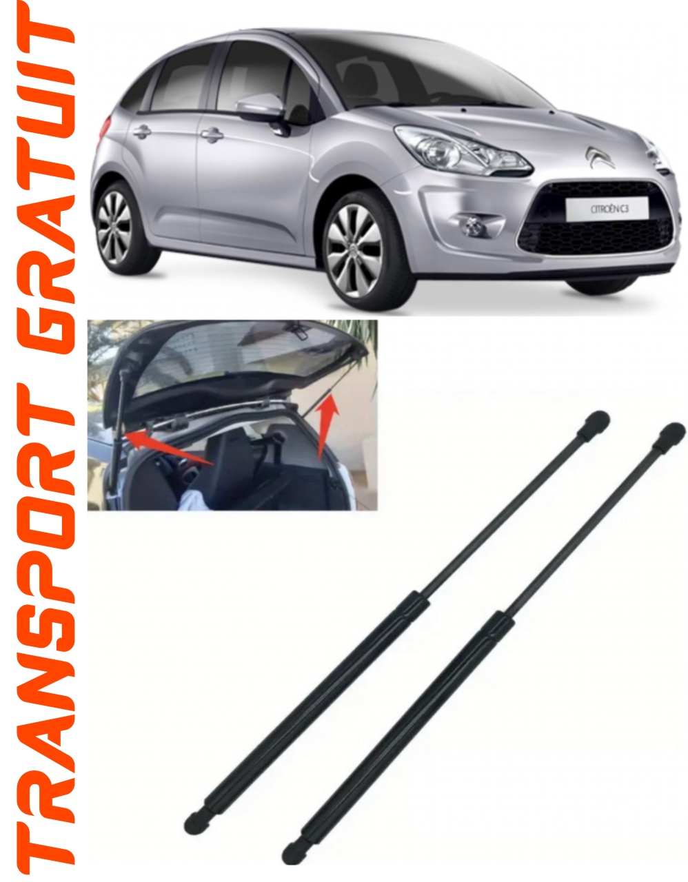 Set 2 amortizoare Haion portbagaj pentru masina Citroen C3